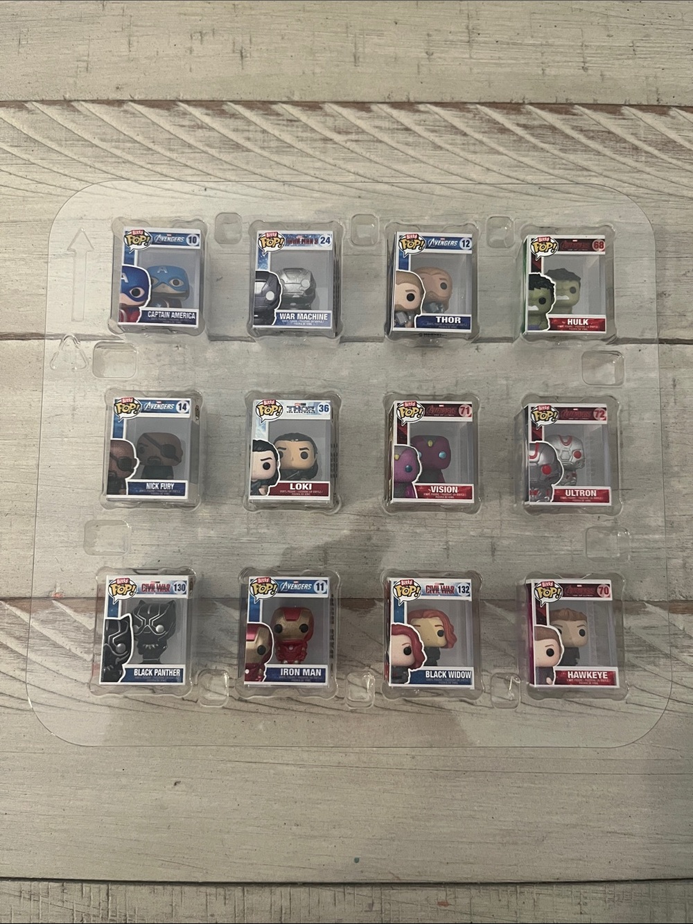 Funko Marvel Mini Pop! Figures in White, Red, Blue, Black
